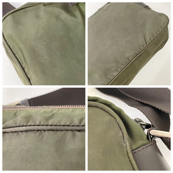 Prada green brown nylon triangle logo camera case crossbody bag - Picture 5 of 12